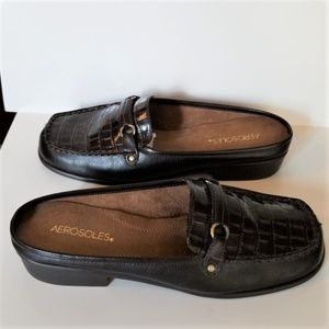 Aerosols Croc Embossed Leather Slides New Size 9.5